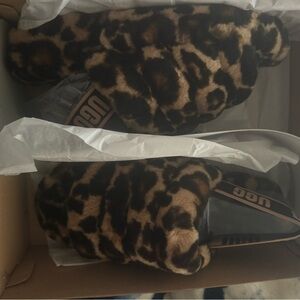 UGG Animal Print Fluffy Slippers